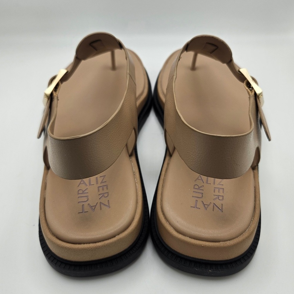 Naturalizer Alyssa Tan T-Strap Buckle Sandals Womens 11W Wide Flat J3320S1200 - Picture 3 of 7